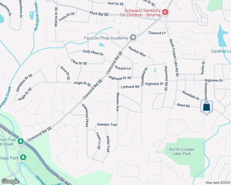 map of restaurants, bars, coffee shops, grocery stores, and more near 3945 Manson Avenue in Smyrna