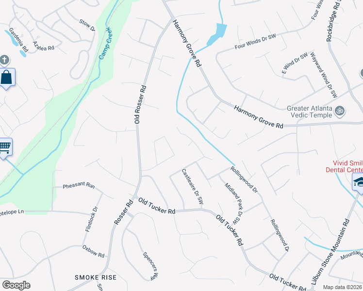 map of restaurants, bars, coffee shops, grocery stores, and more near 5815 McGowan Circle in Stone Mountain