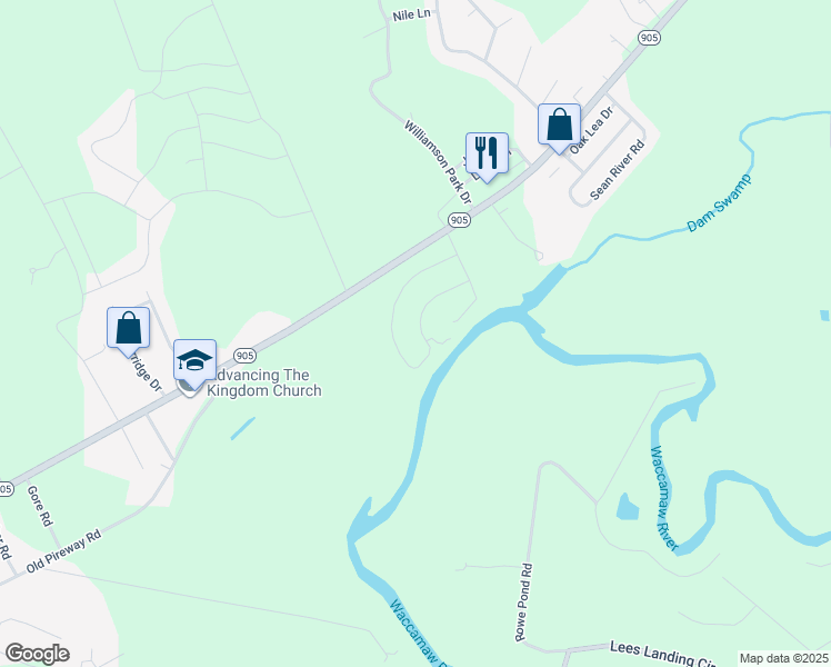 map of restaurants, bars, coffee shops, grocery stores, and more near 1852 South Carolina 905 in Conway