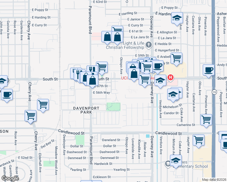 map of restaurants, bars, coffee shops, grocery stores, and more near 3004 Sage Place in Lakewood