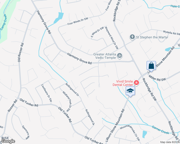 map of restaurants, bars, coffee shops, grocery stores, and more near 5654 Orchard Place Crossing Southwest in Lilburn