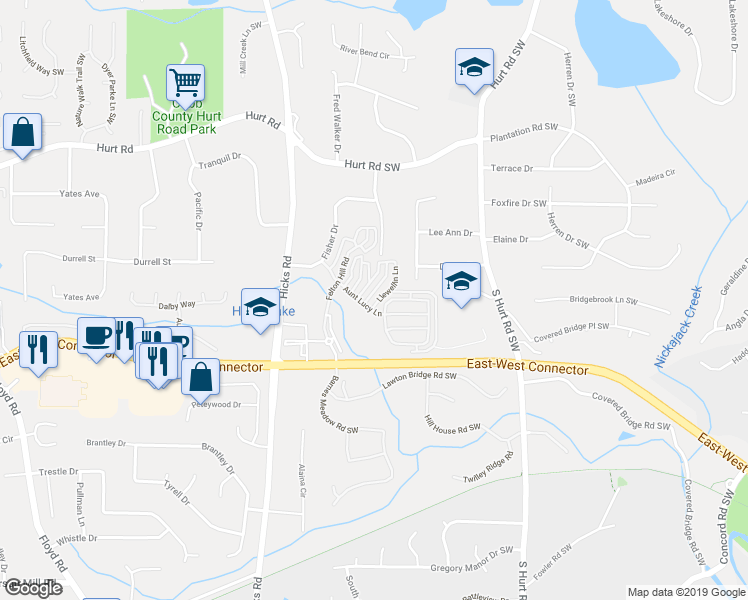 map of restaurants, bars, coffee shops, grocery stores, and more near 3981 Covey Flush Court Southwest in Smyrna