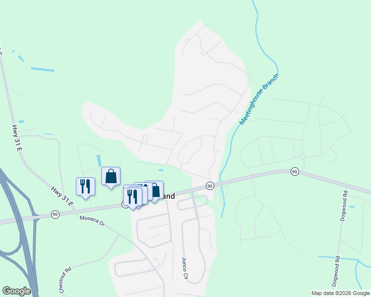 map of restaurants, bars, coffee shops, grocery stores, and more near 128 Devonbrook Place in Longs