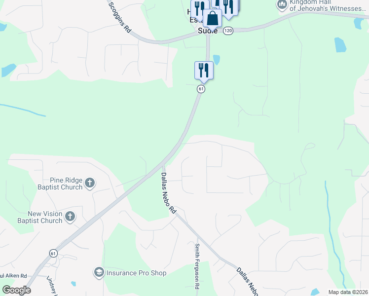 map of restaurants, bars, coffee shops, grocery stores, and more near 71 Campground School Road in Dallas