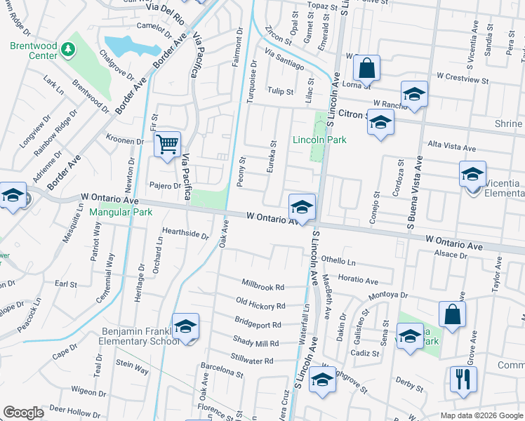 map of restaurants, bars, coffee shops, grocery stores, and more near 1232 Amaryllis Way in Corona