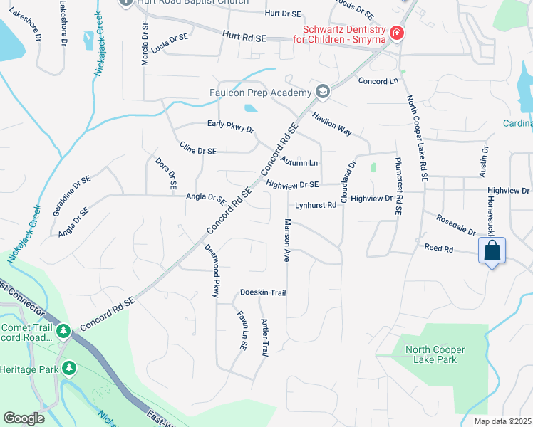 map of restaurants, bars, coffee shops, grocery stores, and more near 524 Tackett Farms Road in Smyrna