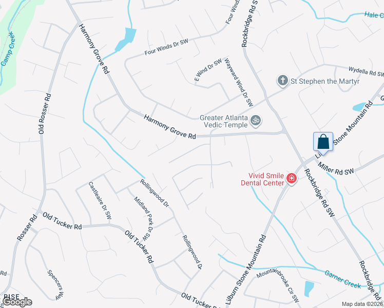 map of restaurants, bars, coffee shops, grocery stores, and more near 5654 Orchard Place Crossing Southwest in Lilburn
