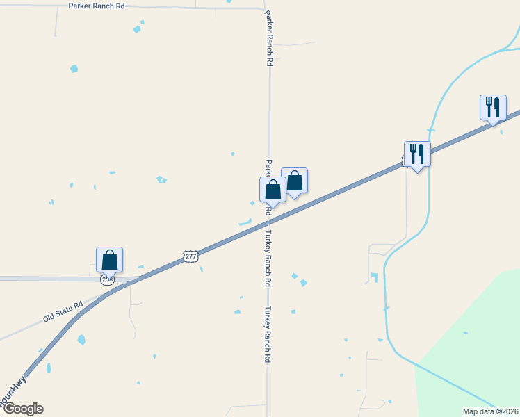 map of restaurants, bars, coffee shops, grocery stores, and more near 7992 Parker Ranch Road in Wichita Falls