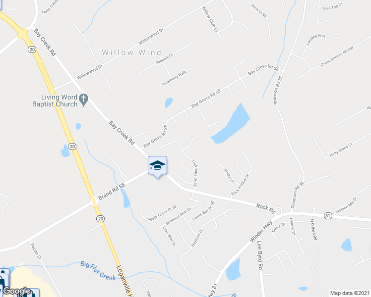 map of restaurants, bars, coffee shops, grocery stores, and more near 603 Amanda Leigh Court in Loganville