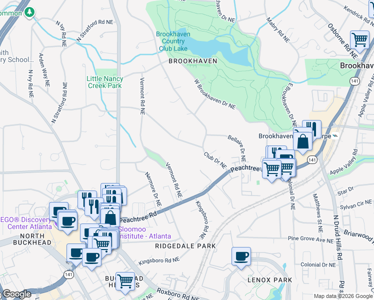 map of restaurants, bars, coffee shops, grocery stores, and more near 1067 Stovall Boulevard Northeast in Atlanta