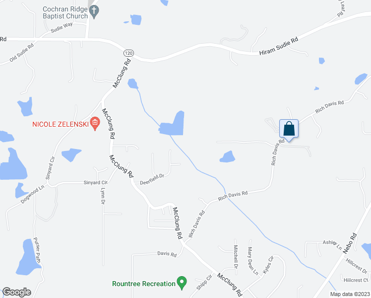 map of restaurants, bars, coffee shops, grocery stores, and more near 49 Doe Lane in Hiram
