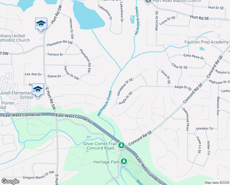 map of restaurants, bars, coffee shops, grocery stores, and more near 3878 Herren Drive Southwest in Smyrna