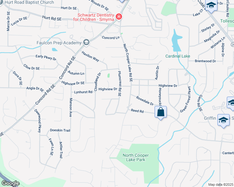 map of restaurants, bars, coffee shops, grocery stores, and more near in Smyrna