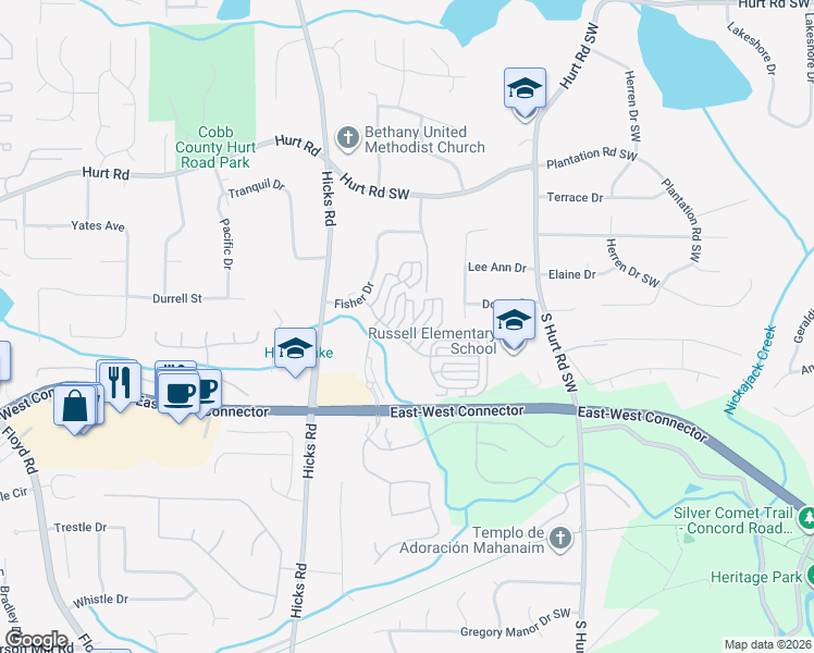 map of restaurants, bars, coffee shops, grocery stores, and more near 3916 High Dove Way Southwest in Smyrna