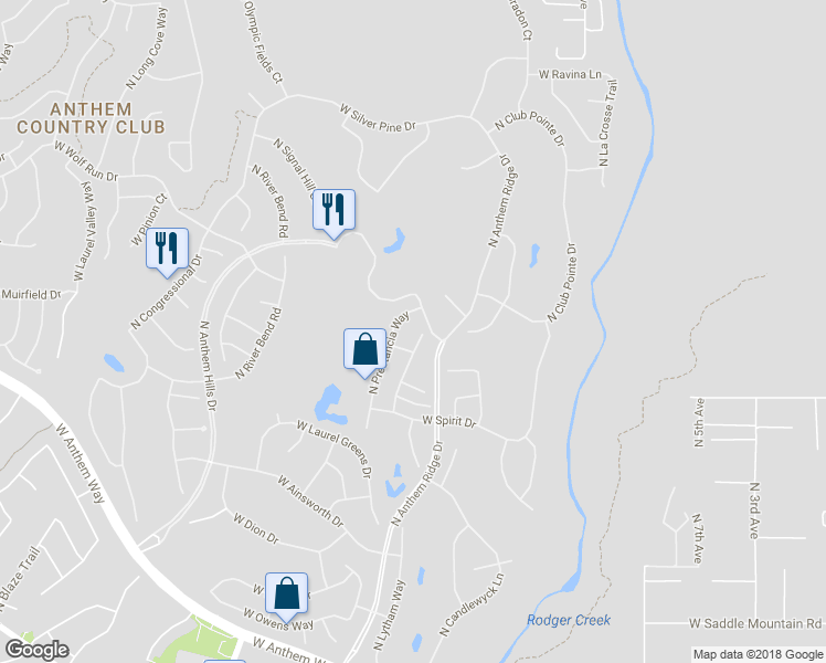 map of restaurants, bars, coffee shops, grocery stores, and more near 41212 North Lytham Court in Phoenix