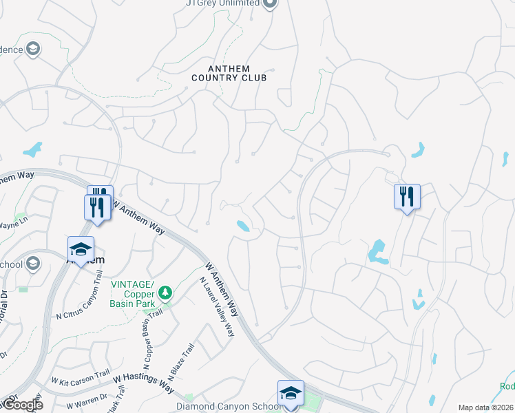 map of restaurants, bars, coffee shops, grocery stores, and more near 41225 North Congressional Drive in Anthem