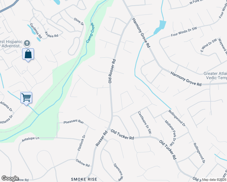 map of restaurants, bars, coffee shops, grocery stores, and more near 292 Old Rosser Road in Stone Mountain