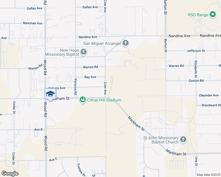 map of restaurants, bars, coffee shops, grocery stores, and more near 19100 Markham Street in Riverside