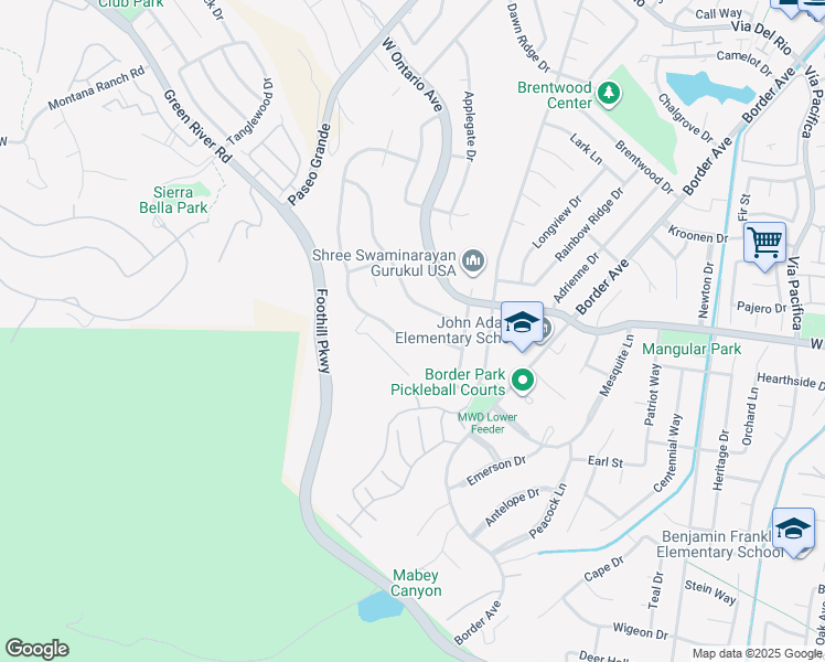 map of restaurants, bars, coffee shops, grocery stores, and more near 1951 Adobe Avenue in Corona