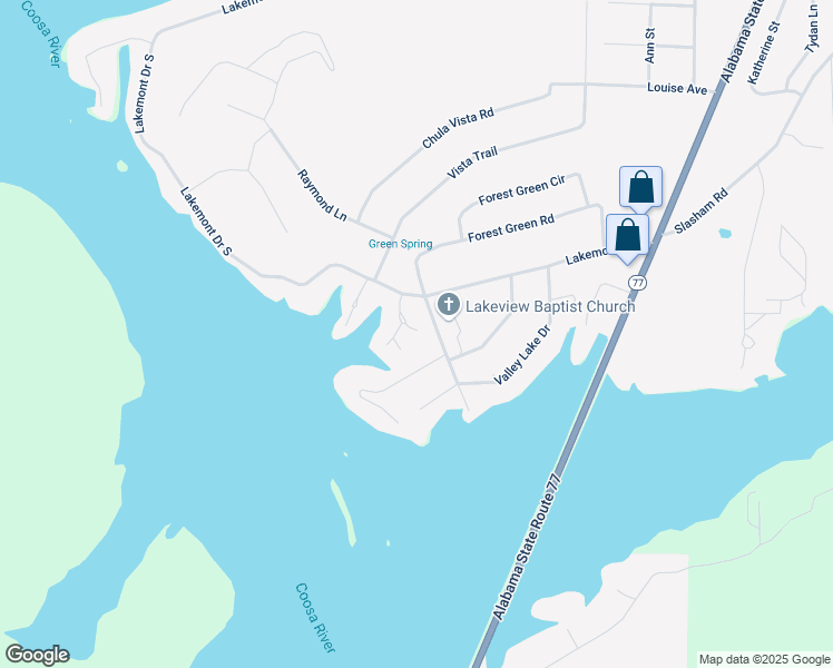 map of restaurants, bars, coffee shops, grocery stores, and more near 6541 Harbor Place in Gadsden