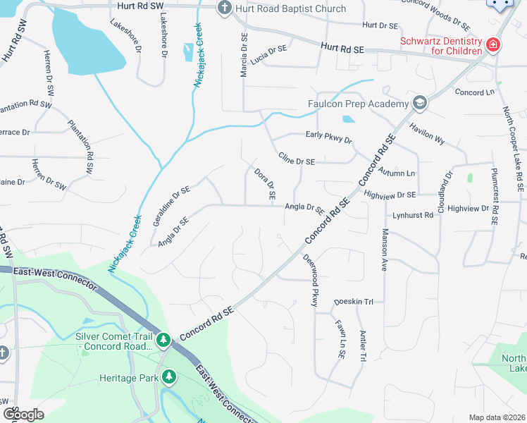 map of restaurants, bars, coffee shops, grocery stores, and more near 251 Angla Drive Southeast in Smyrna
