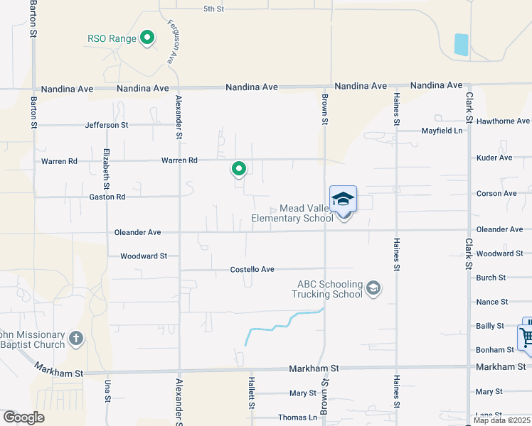 map of restaurants, bars, coffee shops, grocery stores, and more near 20810 Oleander Avenue in Perris