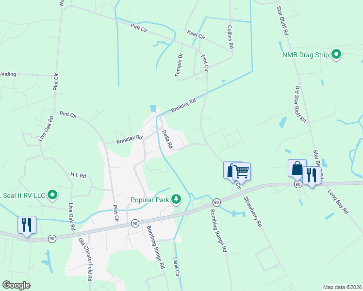 map of restaurants, bars, coffee shops, grocery stores, and more near 2501 Ladil Drive in Longs