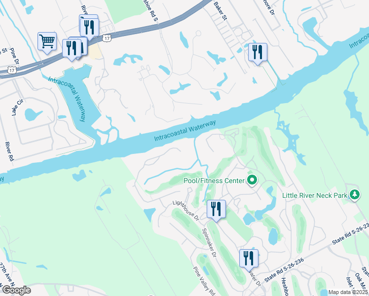 map of restaurants, bars, coffee shops, grocery stores, and more near 4632 South Island Drive in North Myrtle Beach