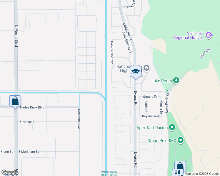 map of restaurants, bars, coffee shops, grocery stores, and more near 17879 Corte Soledad in Moreno Valley