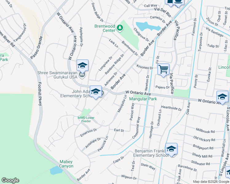 map of restaurants, bars, coffee shops, grocery stores, and more near 2281 Mcneil Circle in Corona