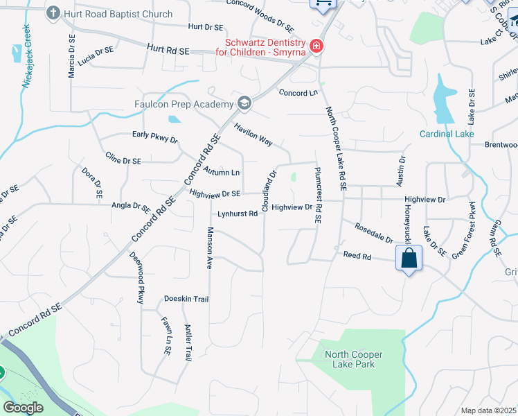 map of restaurants, bars, coffee shops, grocery stores, and more near 417 Lynhurst Road in Smyrna