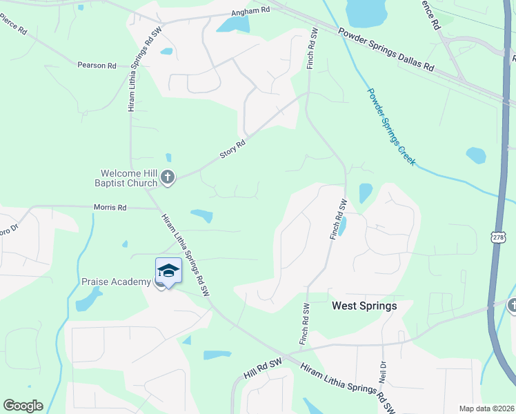 map of restaurants, bars, coffee shops, grocery stores, and more near 5637 Riding Woods Drive Southwest in Hiram