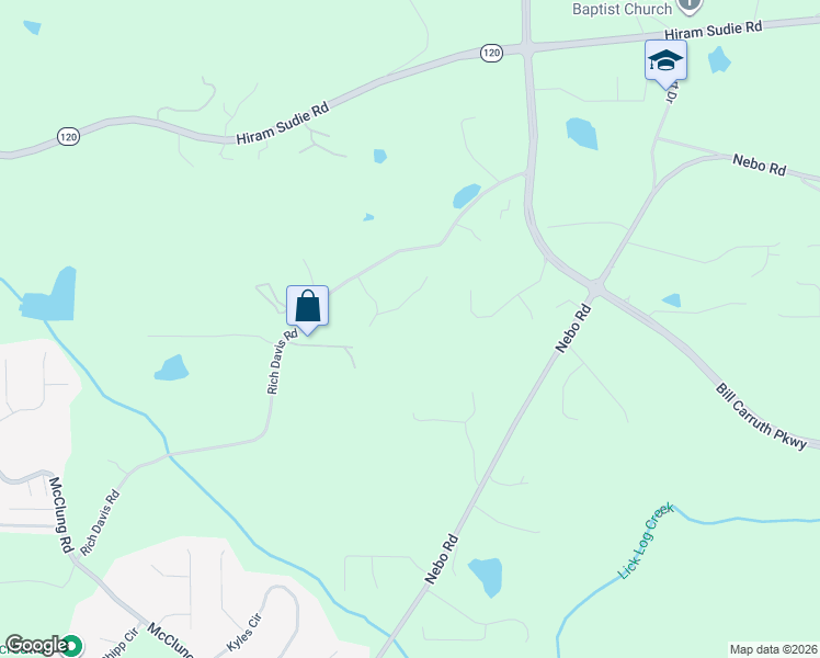 map of restaurants, bars, coffee shops, grocery stores, and more near 138 Nelson Path in Hiram