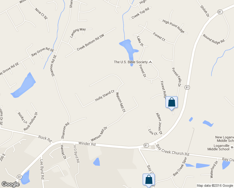 map of restaurants, bars, coffee shops, grocery stores, and more near 3746 Watson Mill Court in Loganville