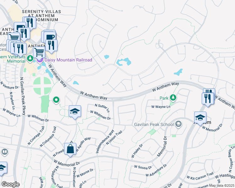 map of restaurants, bars, coffee shops, grocery stores, and more near 3043 West Plum Hollow Drive in New River