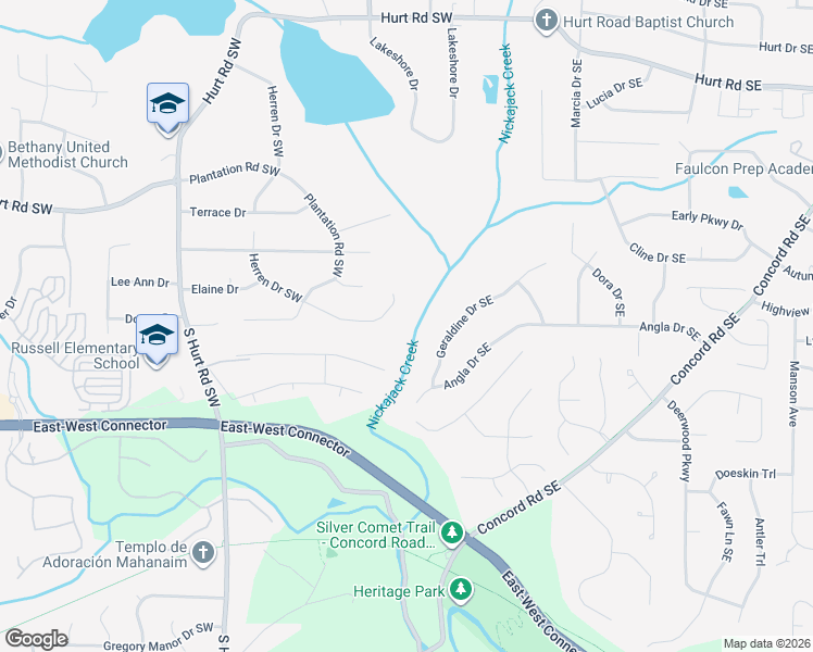 map of restaurants, bars, coffee shops, grocery stores, and more near 3878 Herren Drive Southwest in Smyrna