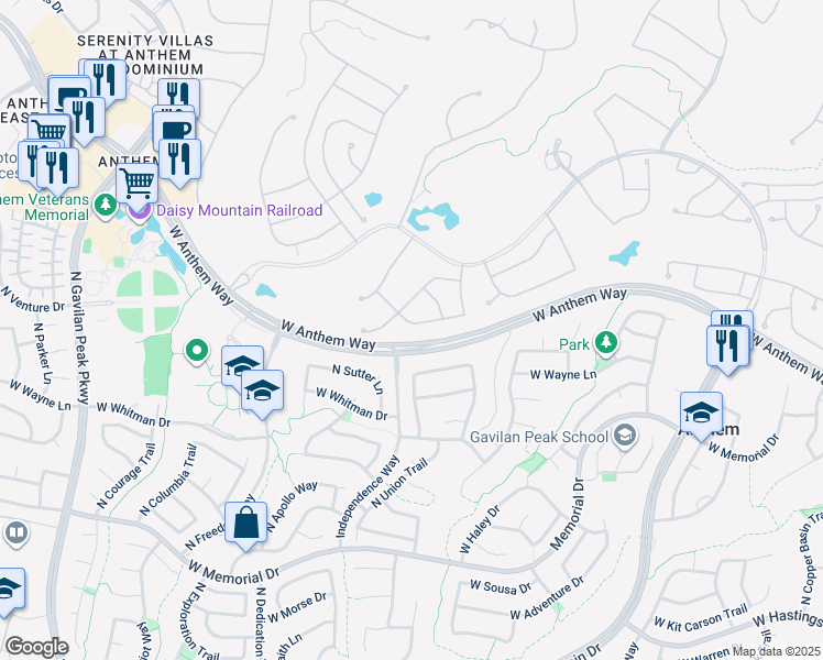 map of restaurants, bars, coffee shops, grocery stores, and more near 3043 West Plum Hollow Drive in New River