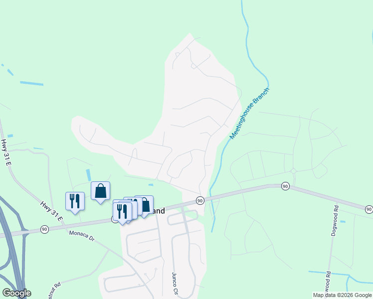 map of restaurants, bars, coffee shops, grocery stores, and more near 128 Devonbrook Place in Longs