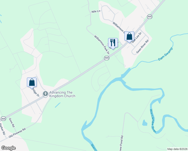map of restaurants, bars, coffee shops, grocery stores, and more near 561 Honeyhill Loop in Conway