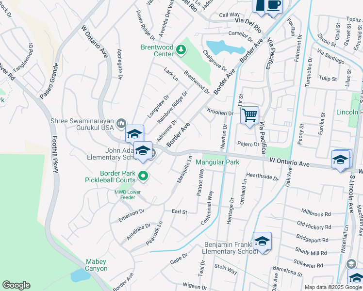 map of restaurants, bars, coffee shops, grocery stores, and more near 2281 Mcneil Circle in Corona