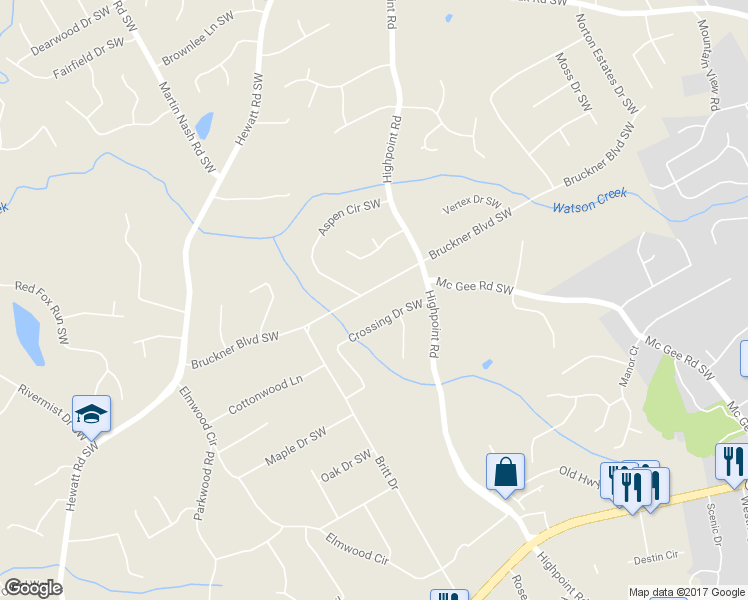 map of restaurants, bars, coffee shops, grocery stores, and more near 3226 Bruckner Boulevard Southwest in Snellville