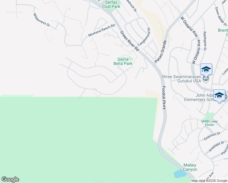 map of restaurants, bars, coffee shops, grocery stores, and more near 2493 Sierra Bella Drive in Corona