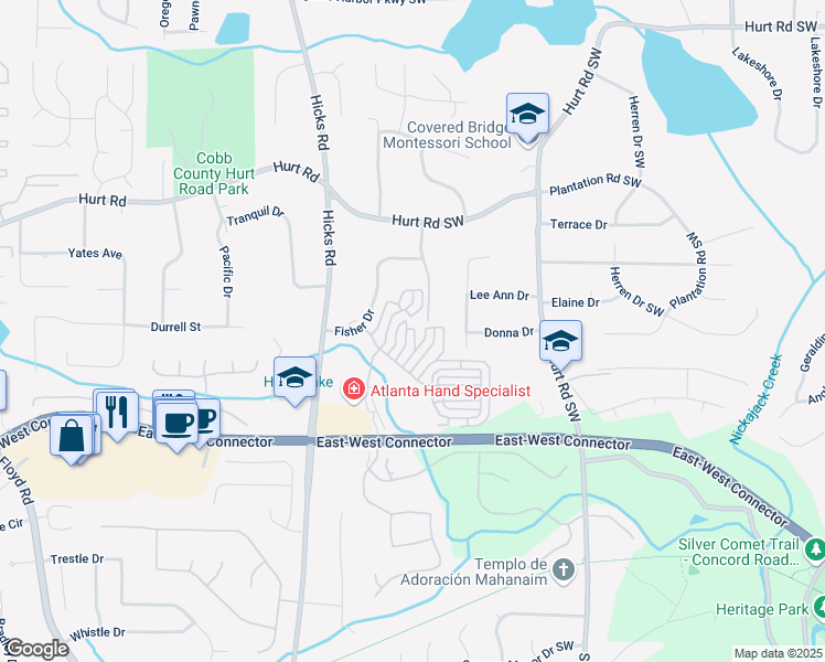 map of restaurants, bars, coffee shops, grocery stores, and more near 3916 High Dove Way Southwest in Smyrna