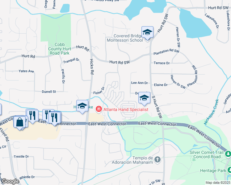 map of restaurants, bars, coffee shops, grocery stores, and more near 3916 High Dove Way Southwest in Smyrna