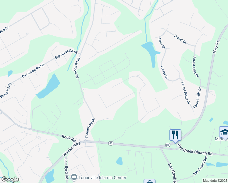 map of restaurants, bars, coffee shops, grocery stores, and more near 4914 Watson Mill Court in Loganville