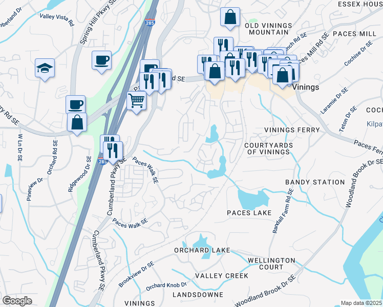 map of restaurants, bars, coffee shops, grocery stores, and more near 3122 Lonesome Pine Lane Northwest in Atlanta