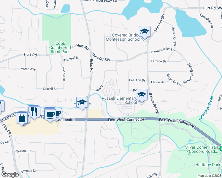 map of restaurants, bars, coffee shops, grocery stores, and more near 3916 High Dove Way Southwest in Smyrna