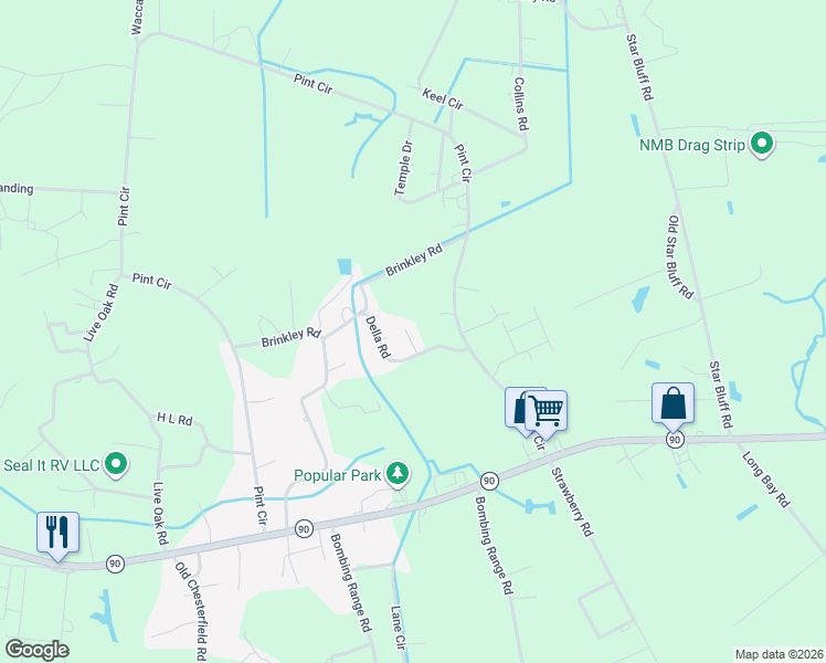 map of restaurants, bars, coffee shops, grocery stores, and more near 2501 Ladil Drive in Longs