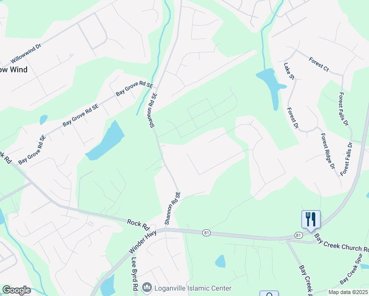map of restaurants, bars, coffee shops, grocery stores, and more near 3365 Holly Stand Court in Loganville