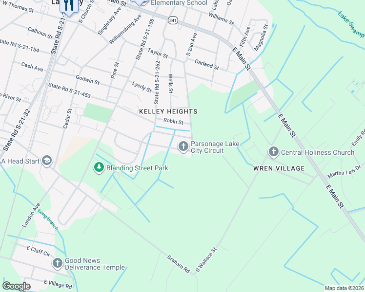 map of restaurants, bars, coffee shops, grocery stores, and more near 539 Azalea Drive in Lake City